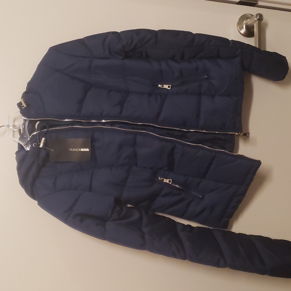 Blue puffer jacket